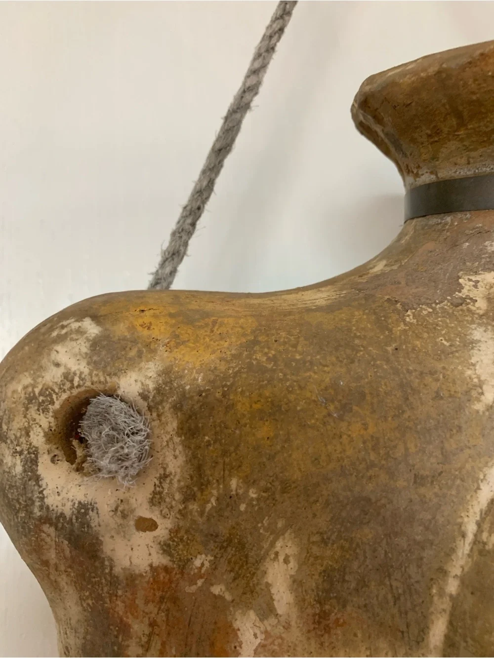Handcrafted Mexican Canteen Style Jug w Heavy Rope 14”H 13”W